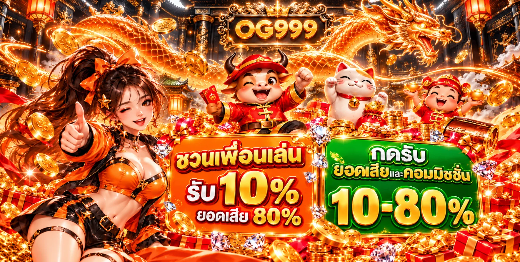 แบนเนอร์ OG999 สล็อตพร้อมมาสคอตและสิทธิ์สมาชิก